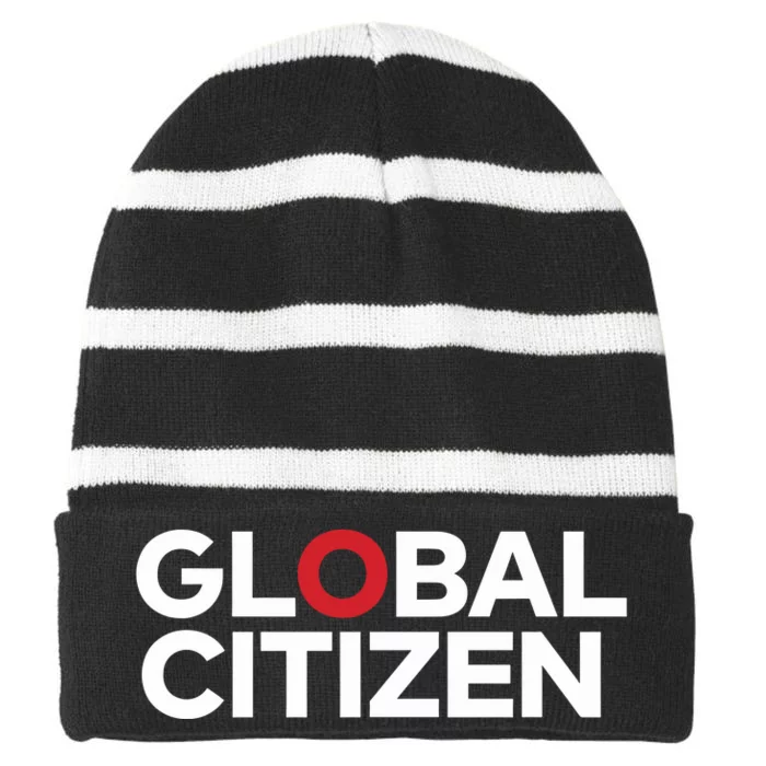 Hugh Jackman Wearing Global Citizen Striped Beanie with Solid Band