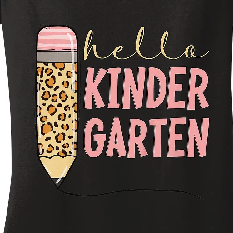 Hello Kindergarten 1st Day Of Kindergarten Pencil Women's V-Neck T-Shirt