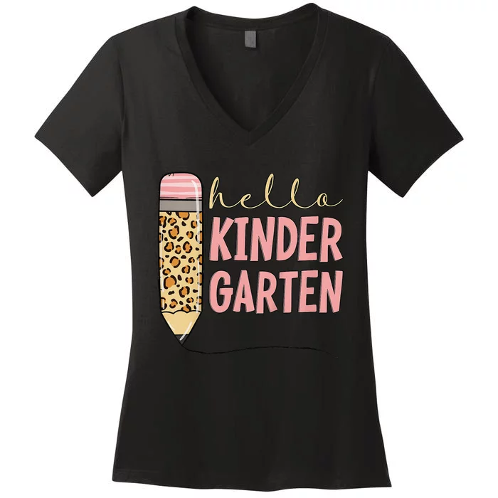 Hello Kindergarten 1st Day Of Kindergarten Pencil Women's V-Neck T-Shirt