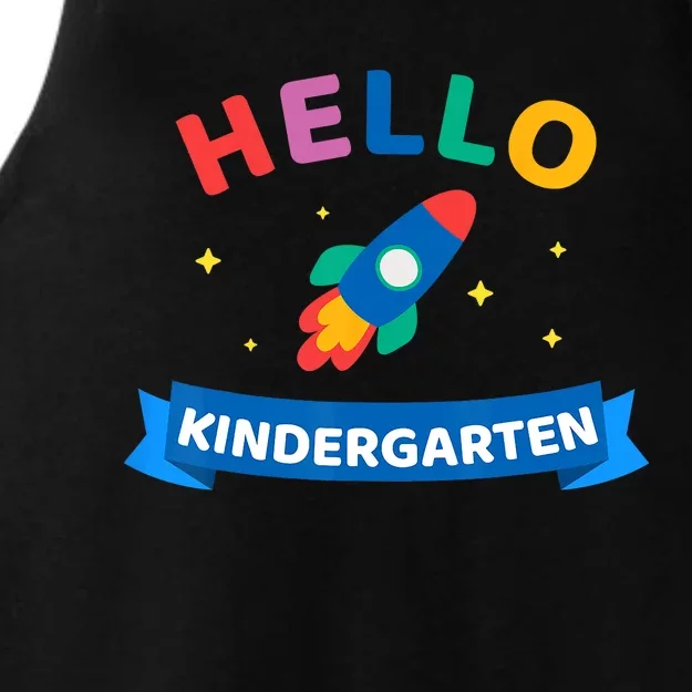 Hello Kindergarten 1st Day Back To School For Teacher Kids Ladies Tri-Blend Wicking Tank