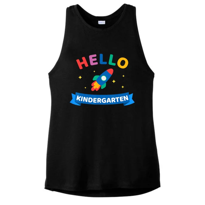 Hello Kindergarten 1st Day Back To School For Teacher Kids Ladies Tri-Blend Wicking Tank