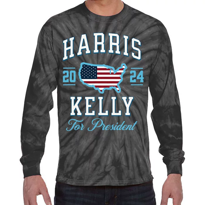 Harris Kelly 2024 Usa Flag Presidential Election Tie-Dye Long Sleeve Shirt