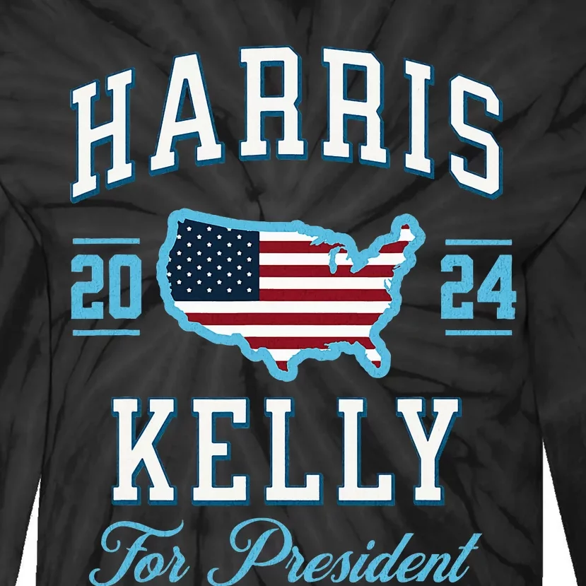 Harris Kelly 2024 Usa Flag Presidential Election Tie-Dye Long Sleeve Shirt