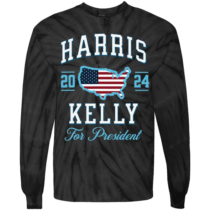 Harris Kelly 2024 Usa Flag Presidential Election Tie-Dye Long Sleeve Shirt