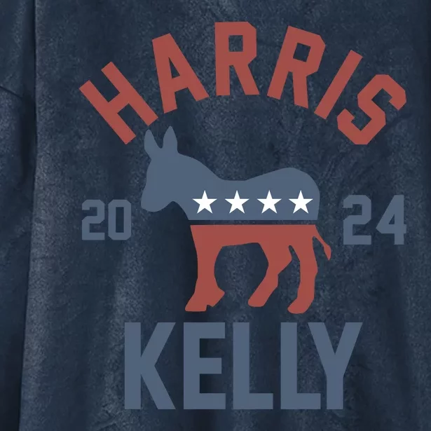 Harris Kelly 2024 For President Kamala Harris Mark Kelly Hooded Wearable Blanket