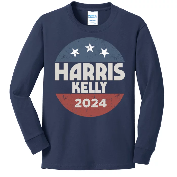 Harris Kelly 2024 For President Kamala Harris Mark Kelly Kids Long Sleeve Shirt