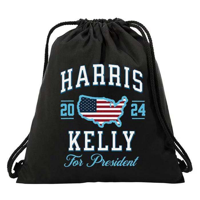 Harris Kelly 2024 Usa Flag Presidential Election Vintage Drawstring Bag