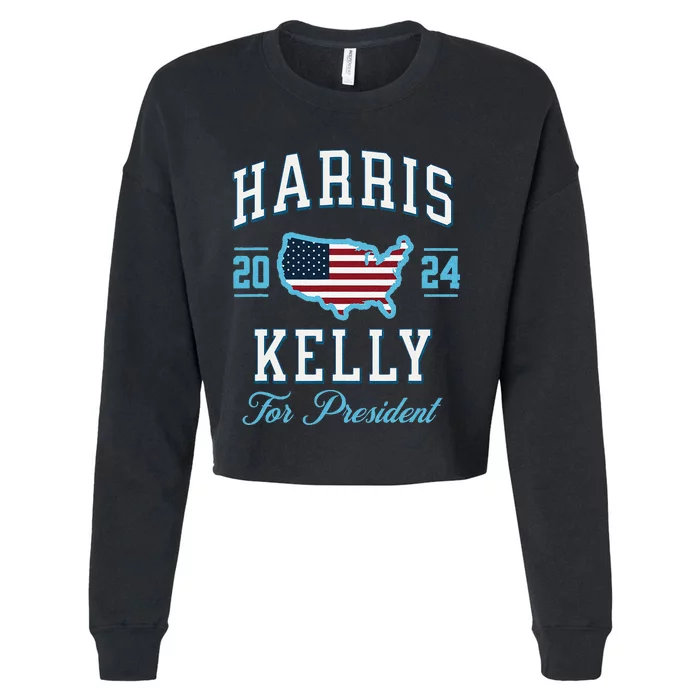 Harris Kelly 2024 Usa Flag Presidential Election Vintage Cropped Pullover Crew