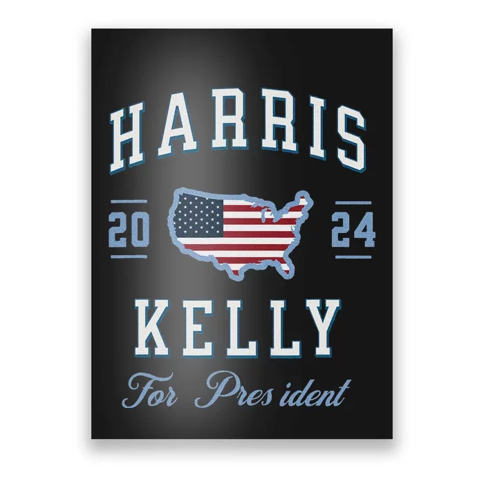 Harris Kelly 2024 Usa Flag Presidential Election Vintage Poster