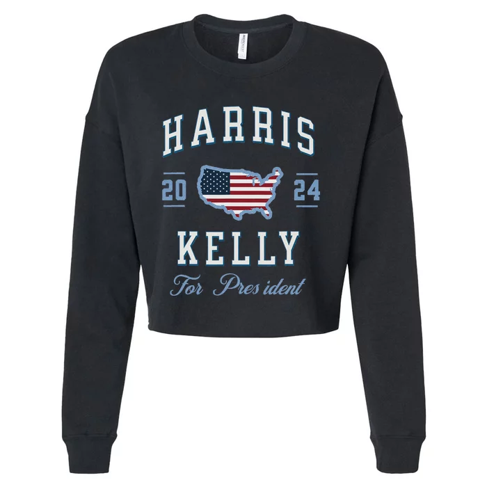 Harris Kelly 2024 Usa Flag Presidential Election Vintage Cropped Pullover Crew