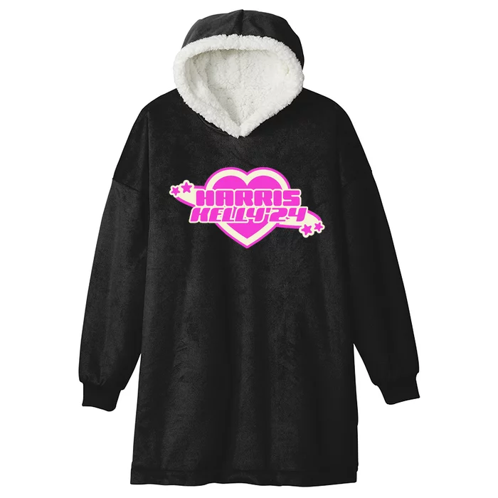 Harris Kelly 2024 Trendy Heart Girly Democrat Hooded Wearable Blanket