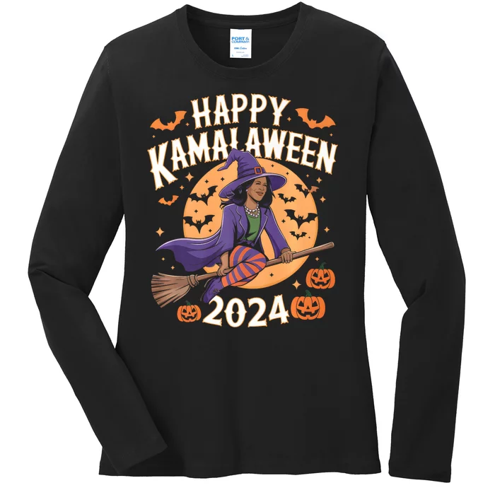 Happy Kamalaween 2024 Witch Ladies Long Sleeve Shirt