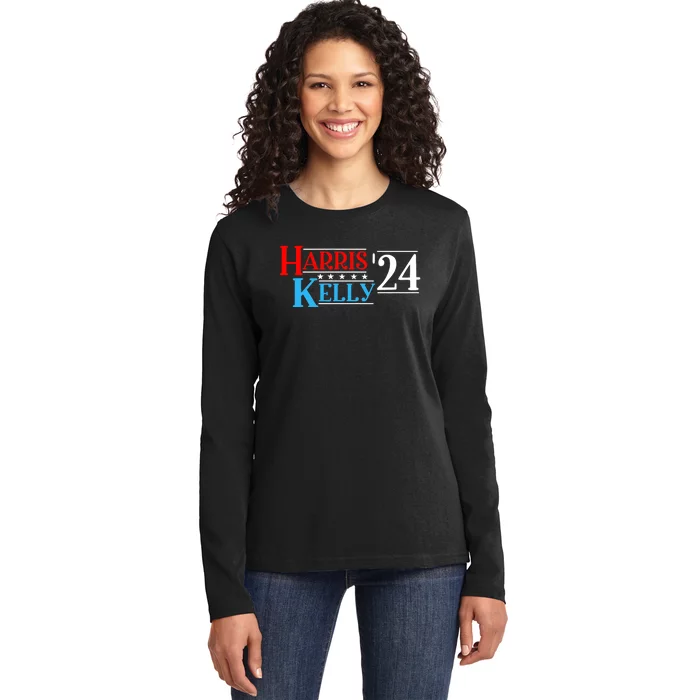 Harris Kelly 2024 For President Vintage Patriotic Democrat Ladies Long Sleeve Shirt