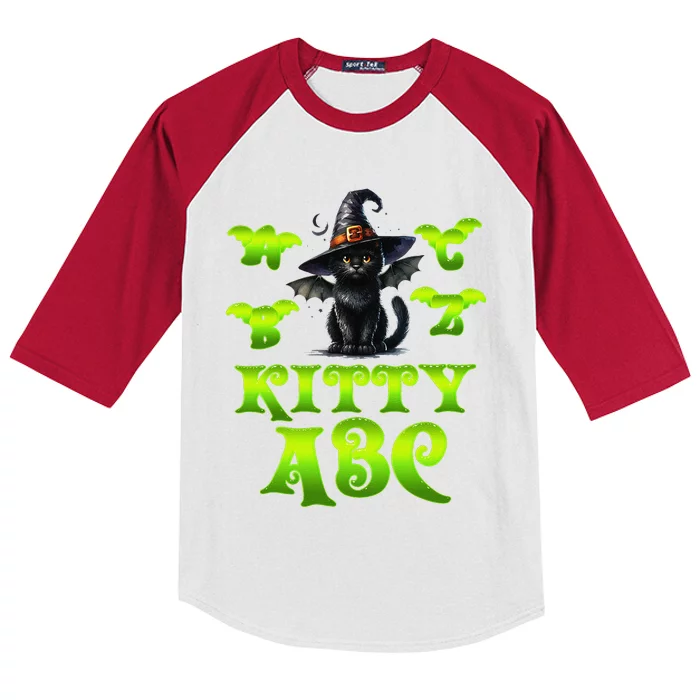 Halloween Kitty Abc Funny Halloween Kids Colorblock Raglan Jersey