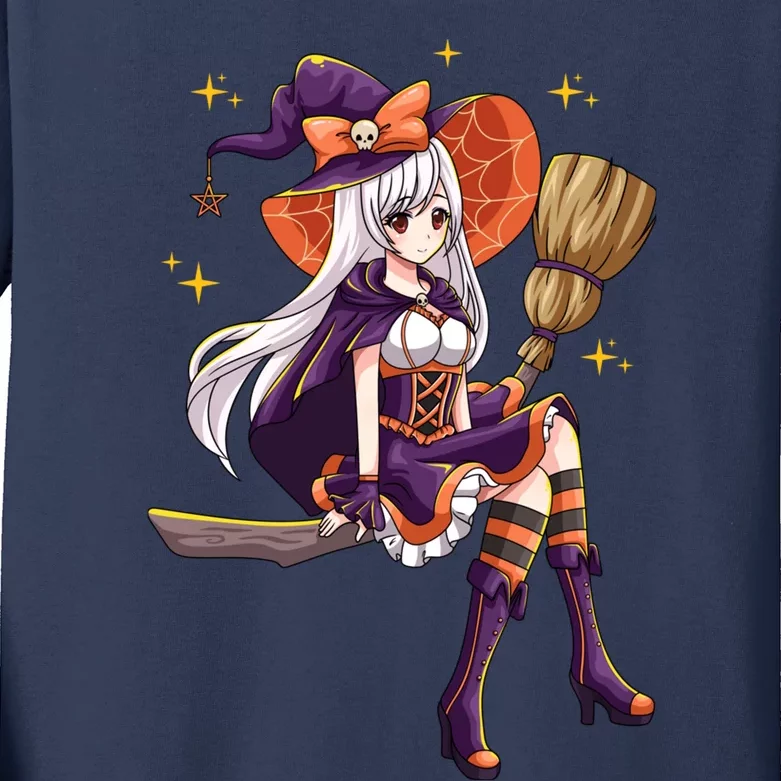 Halloween Kawaii Anime Manga Witch Wo Girl Kids Long Sleeve Shirt