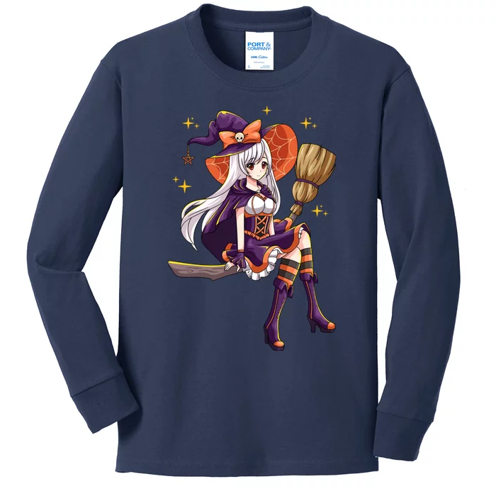 Halloween Kawaii Anime Manga Witch Wo Girl Kids Long Sleeve Shirt