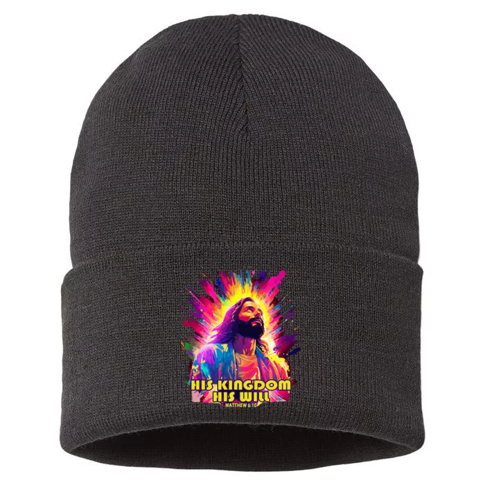 His Kingdom And His Will Christian Design Sustainable Knit Beanie