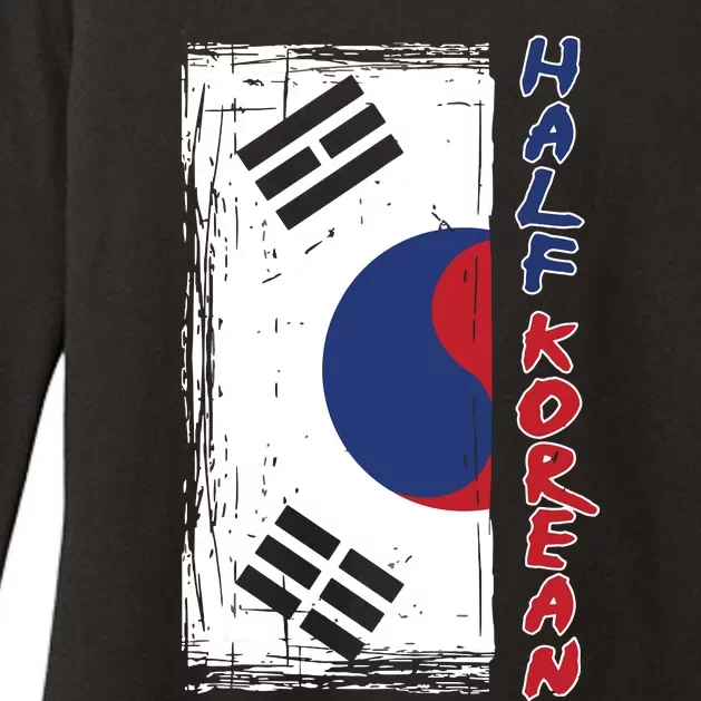 Half Korean American Graphic Funny South Korean Flag Womens CVC Long Sleeve Shirt