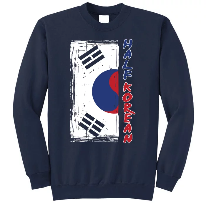 Half Korean American Graphic Funny South Korean Flag Tall Sweatshirt