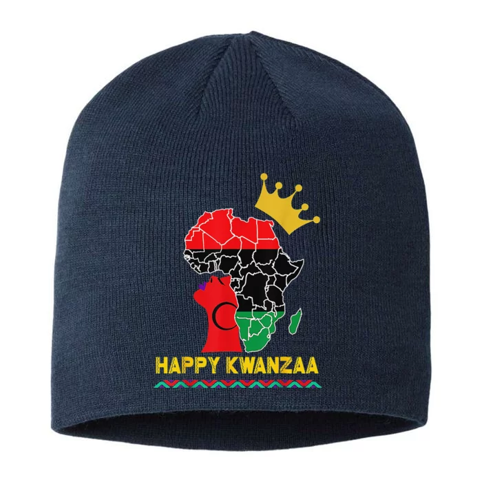 Happy Kwanzaa African Black Woman Queen Gold Crown 8 1/2in Sustainable Knit Beanie