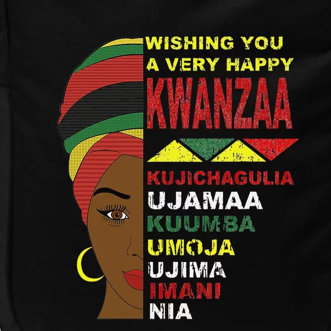 Happy Kwanzaa African Black Woman 7 Principles Impact Tech Backpack