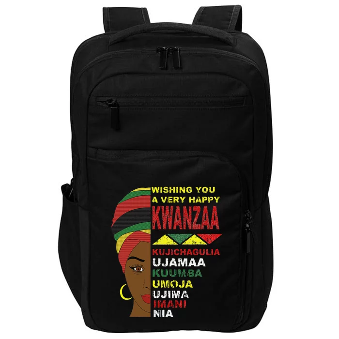 Happy Kwanzaa African Black Woman 7 Principles Impact Tech Backpack