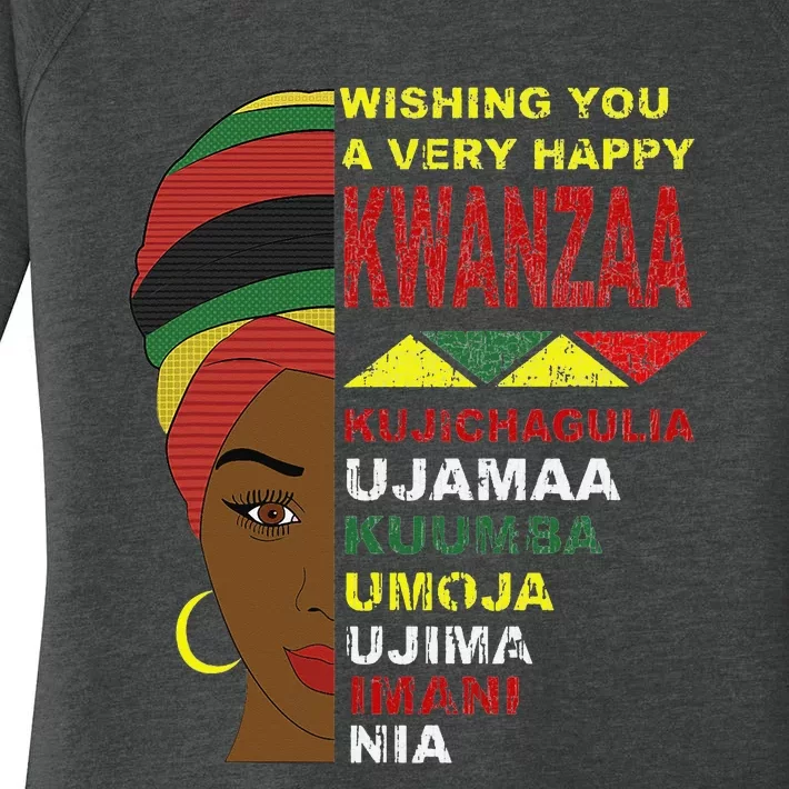 Happy Kwanzaa African Black Woman 7 Principles Women's Perfect Tri Tunic Long Sleeve Shirt