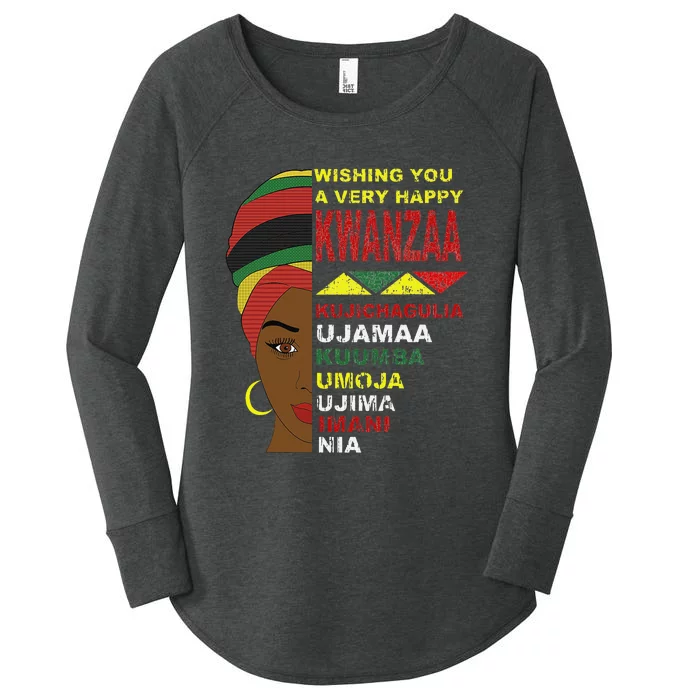 Happy Kwanzaa African Black Woman 7 Principles Women's Perfect Tri Tunic Long Sleeve Shirt