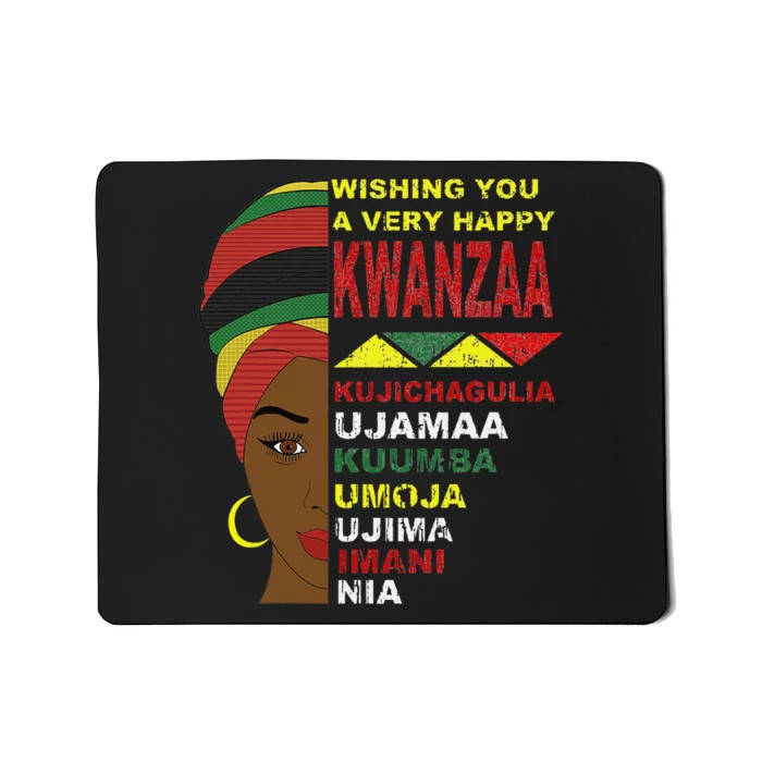 Happy Kwanzaa African Black Woman 7 Principles Mousepad