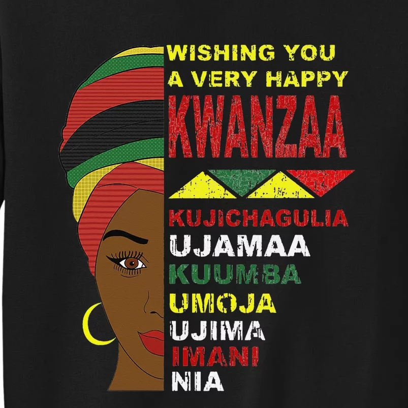 Happy Kwanzaa African Black Woman 7 Principles Tall Sweatshirt