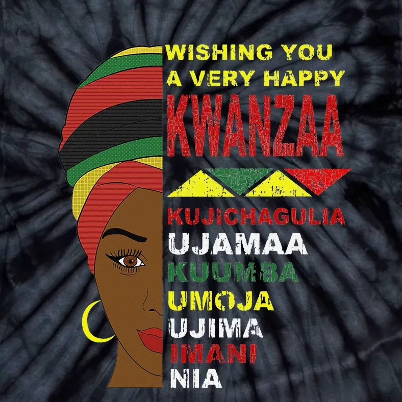 Happy Kwanzaa African Black Woman 7 Principles Tie-Dye T-Shirt