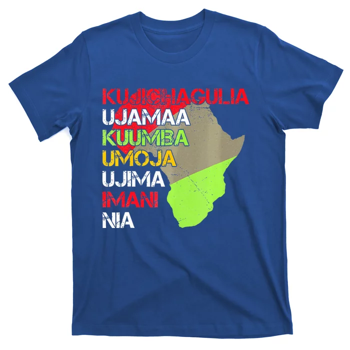 Happy Kwanzaa Africa Map 7 Seven Principles Celebration T-Shirt