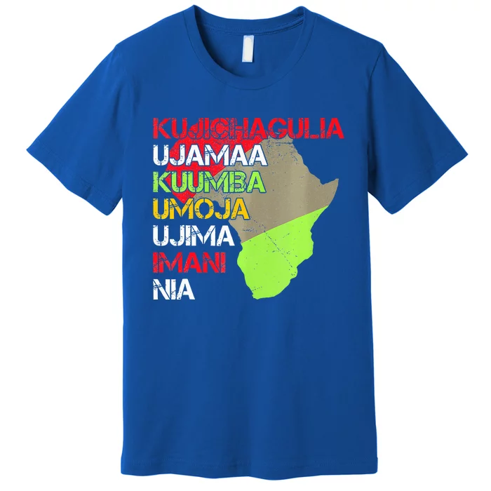 Happy Kwanzaa Africa Map 7 Seven Principles Celebration Premium T-Shirt