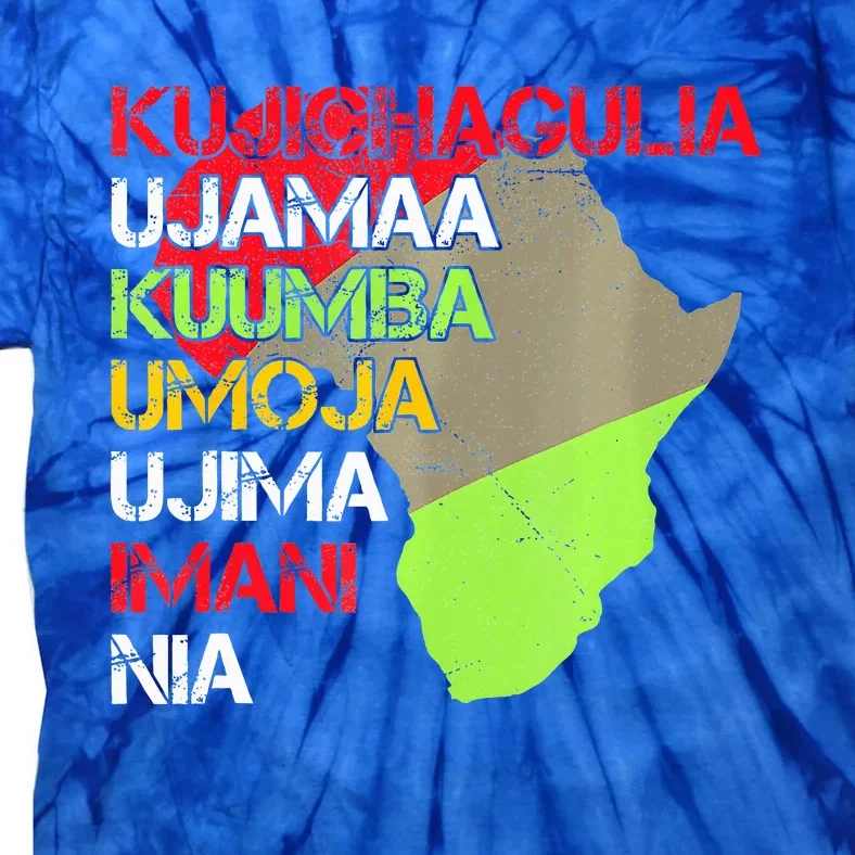 Happy Kwanzaa Africa Map 7 Seven Principles Celebration Tie-Dye T-Shirt