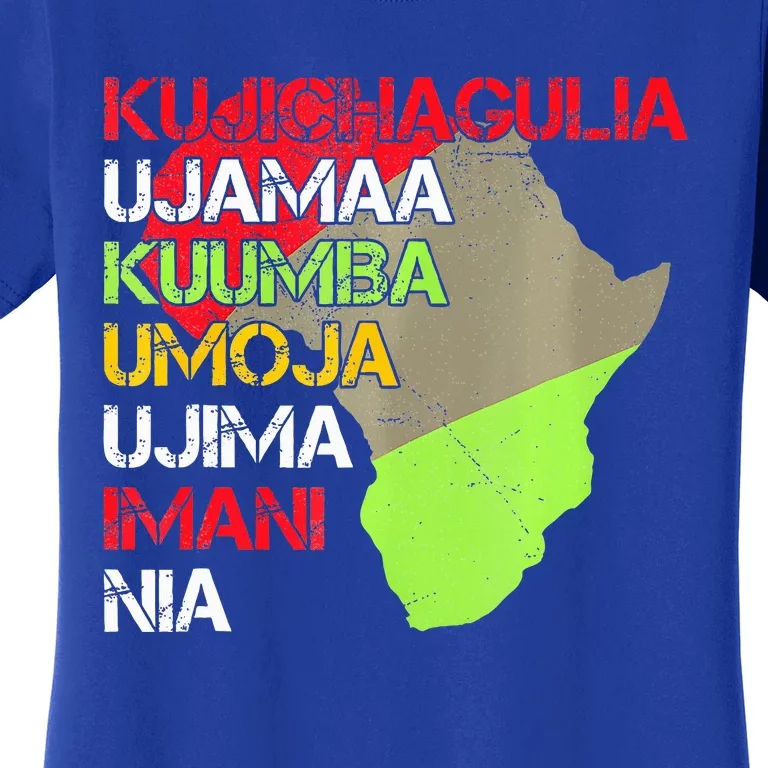 Happy Kwanzaa Africa Map 7 Seven Principles Celebration Women's T-Shirt