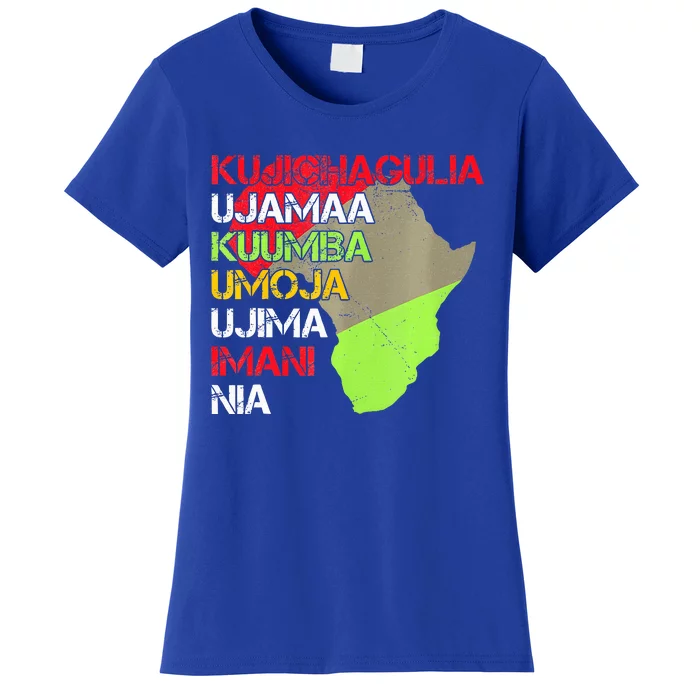 Happy Kwanzaa Africa Map 7 Seven Principles Celebration Women's T-Shirt