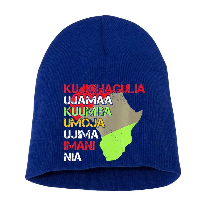 Happy Kwanzaa Africa Map 7 Seven Principles Celebration Short Acrylic Beanie