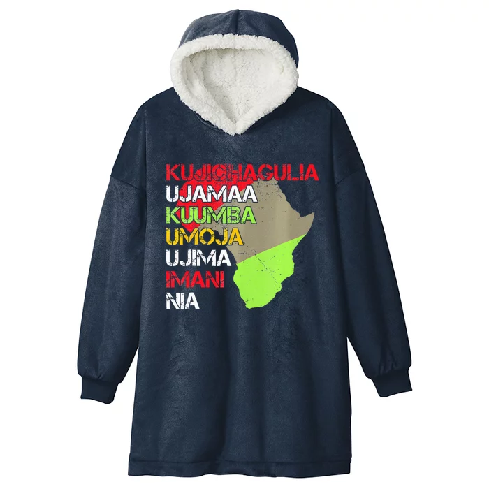 Happy Kwanzaa Africa Map 7 Seven Principles Celebration Hooded Wearable Blanket