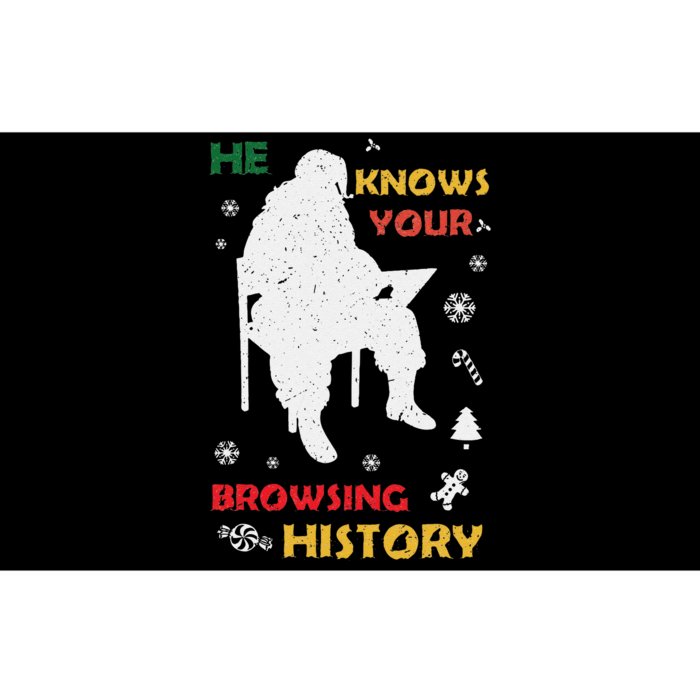 He Knows Browsing History Christmas Funny Santa Lover Bumper Sticker