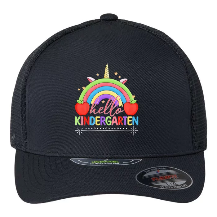 Hello Kindergarten Back To School Teacher Student Flexfit Unipanel Trucker Cap