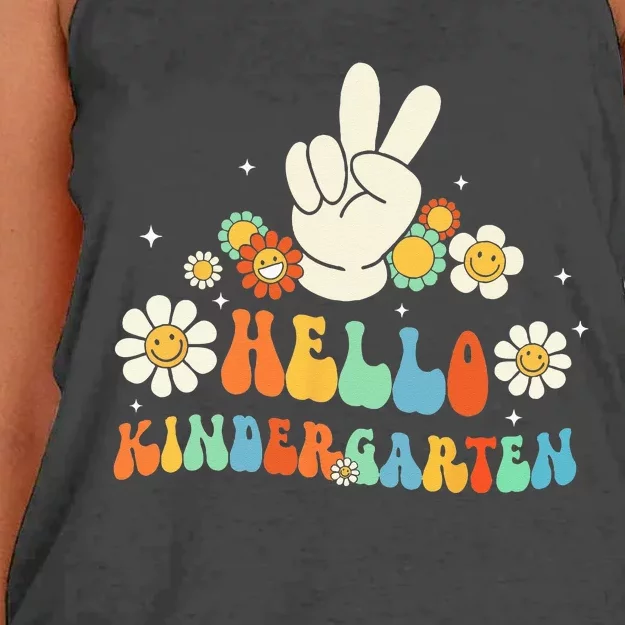 Hello Kindergarten Back to School Kindergarten Teacher Women's Knotted Racerback Tank