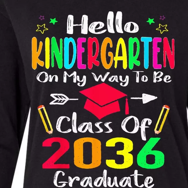 Hello Kindergarten Back To School Class Of 2036 Grow With Me Womens Cotton Relaxed Long Sleeve T-Shirt