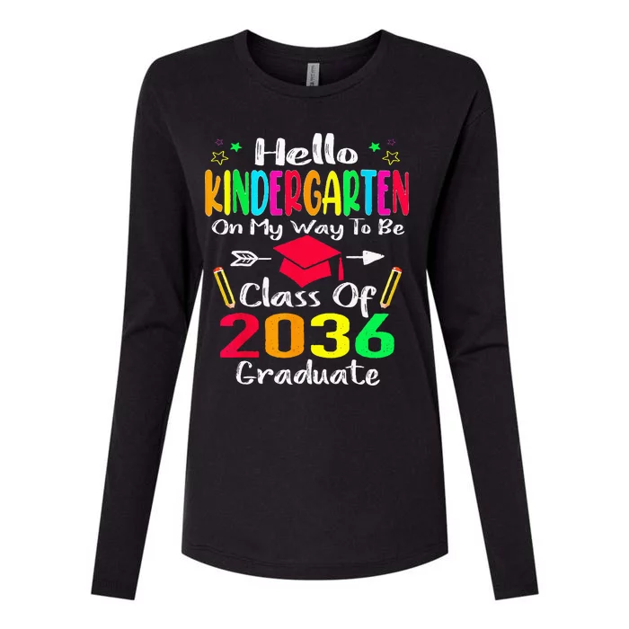 Hello Kindergarten Back To School Class Of 2036 Grow With Me Womens Cotton Relaxed Long Sleeve T-Shirt