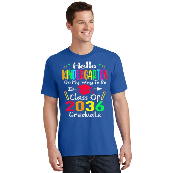 Hello Kindergarten Back To School Class Of 2036 Grow With Me T-Shirt