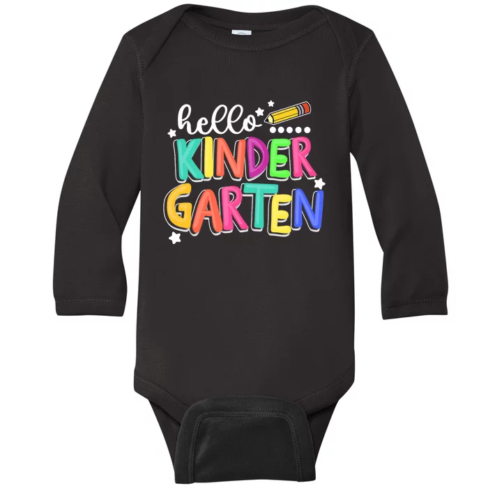 Hello Kindergarten Back To School Teacher Student Gift Baby Long Sleeve Bodysuit