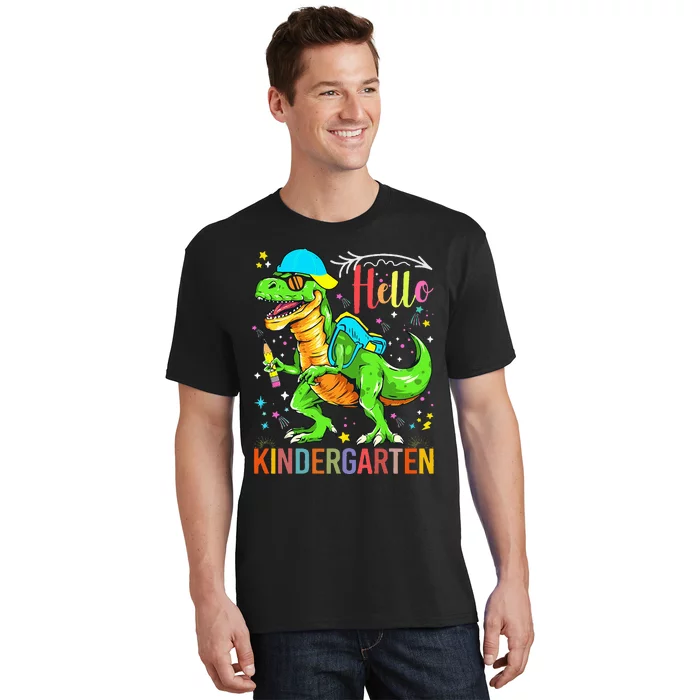 Hello Kindergarten Back To School Dinosaur Design. T-Shirt