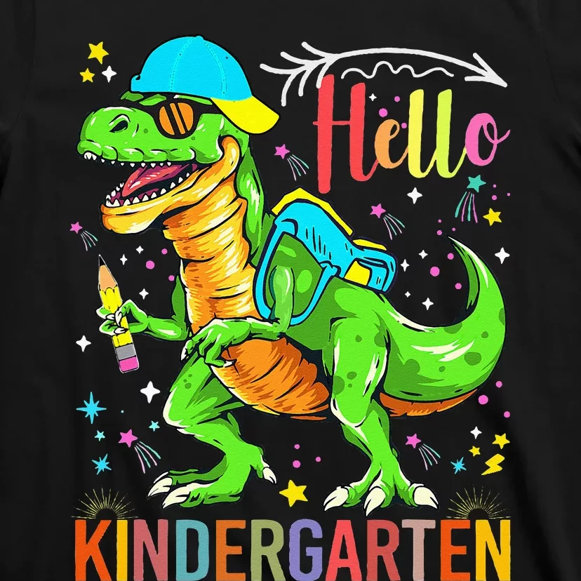 Hello Kindergarten Back To School Dinosaur Design. T-Shirt