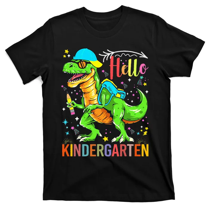 Hello Kindergarten Back To School Dinosaur Design. T-Shirt