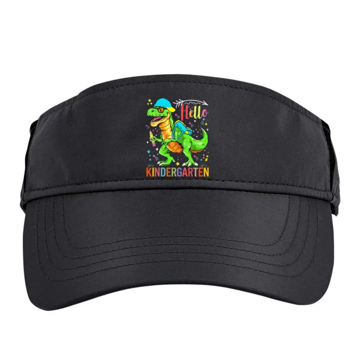 Hello Kindergarten Back To School Dinosaur Design. Adult Drive Performance Visor