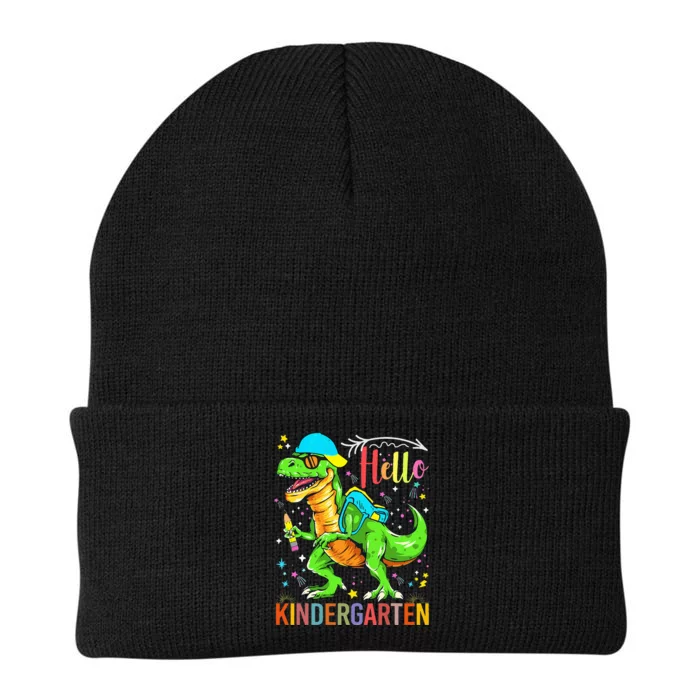 Hello Kindergarten Back To School Dinosaur Design. Knit Cap Winter Beanie